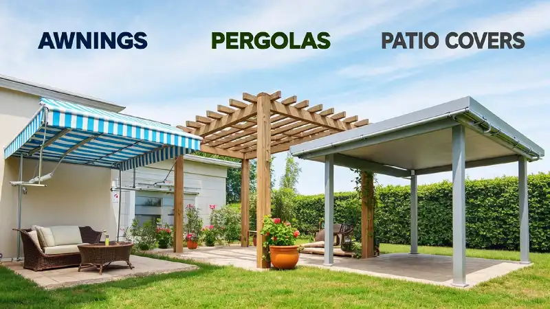 awnings vs pergolas vs patio covers